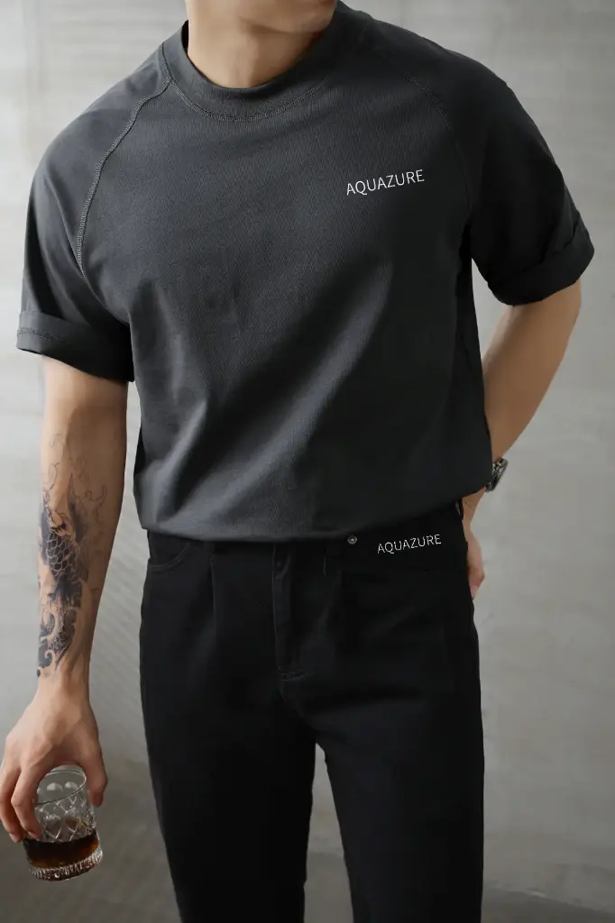 Plain Cotton T-Shirt with Aquazure Logo - Everyday Comfort 